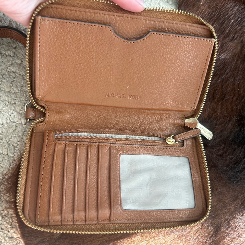 Michael Kors Tan Leather Zip Wallet